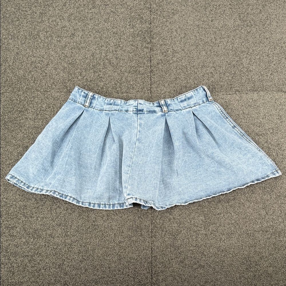 Shein Skirt Wm 30 Jean Denim Micro Mini Pleated 90s Goth Grunge Punk Emo Rave